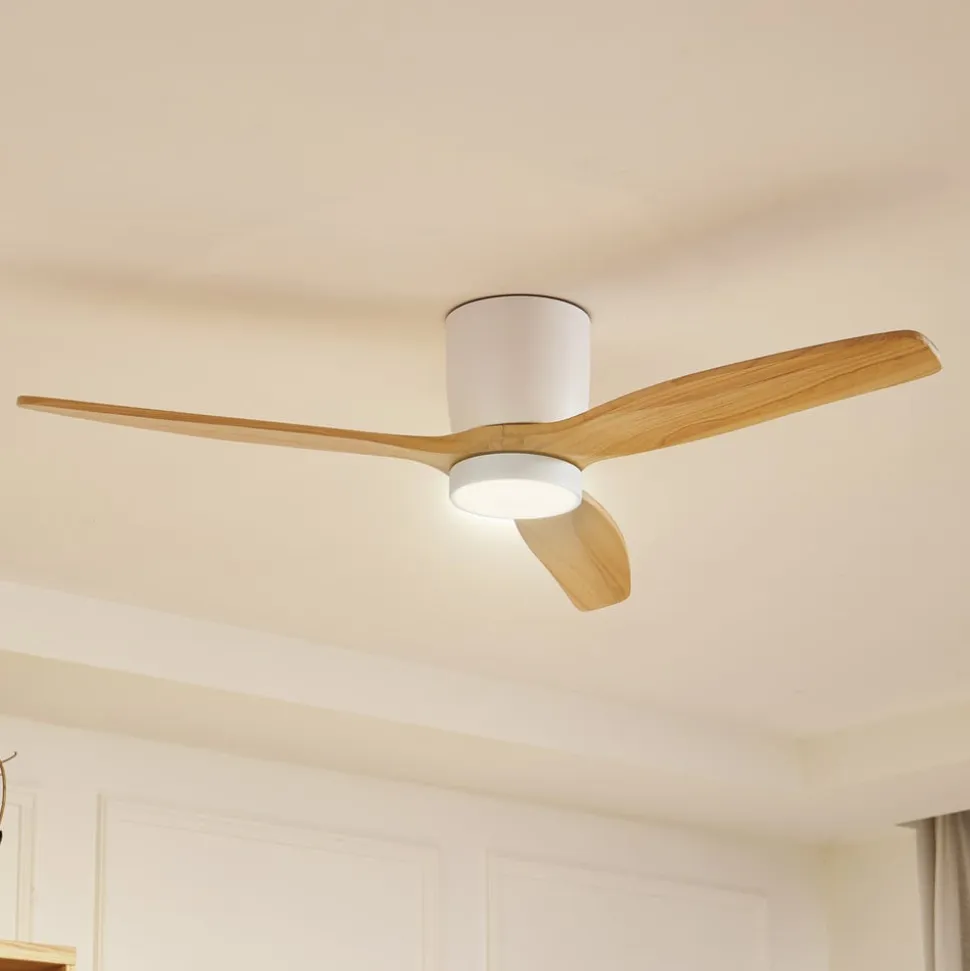 Lucande LED-loftventilator Faipari, hvid, DC, støjsvag, 132 cm