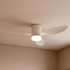 Lucande LED-loftventilator Kayu, hvid, DC, støjsvag, Ø 132 cm