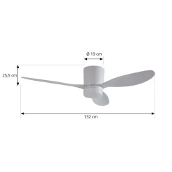Lucande LED-loftventilator Kayu, hvid, DC, støjsvag, Ø 132 cm