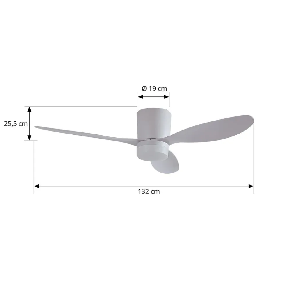Lucande LED-loftventilator Kayu, hvid, DC, støjsvag, Ø 132 cm