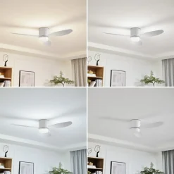 Lucande LED-loftventilator Kayu, hvid, DC, støjsvag, Ø 132 cm