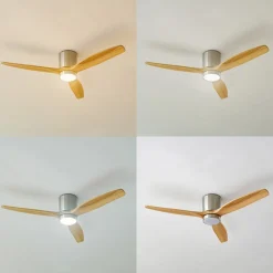 Lucande LED-loftventilator Faipari, nikkel, DC, lydsvag, 132 cm