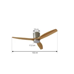 Lucande LED-loftventilator Faipari, nikkel, DC, lydsvag, 132 cm