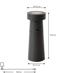 Lucande LED-peberkværn Pepper, mørkegrå, batteri, IP44