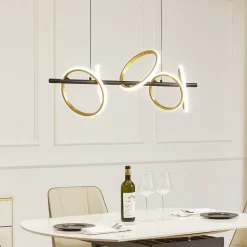 Lucande LED-pendel Madu, sort, metal, 92,5 cm lang