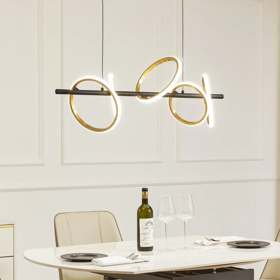 Lucande LED-pendel Madu, sort, metal, 92,5 cm lang