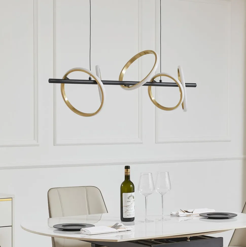 Lucande LED-pendel Madu, sort, metal, 92,5 cm lang