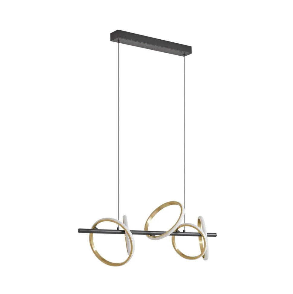Lucande LED-pendel Madu, sort, metal, 92,5 cm lang