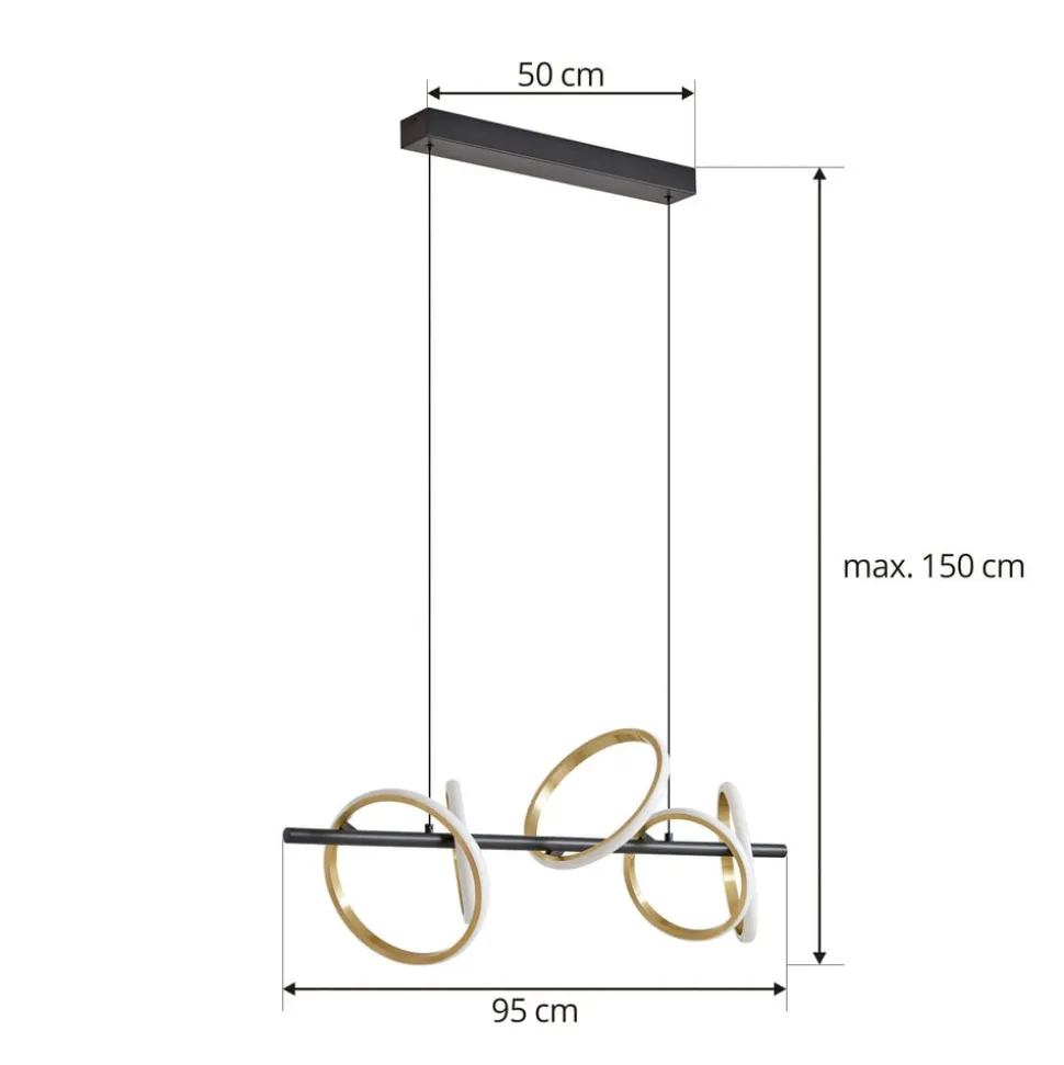 Lucande LED-pendel Madu, sort, metal, 92,5 cm lang