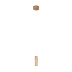 Lucande LED-pendel Nojus, træ, op/ned, Ø 6 cm