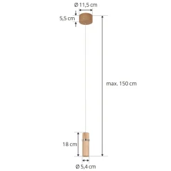 Lucande LED-pendel Nojus, træ, op/ned, Ø 6 cm