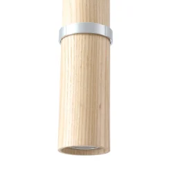 Lucande LED-pendel Nojus, træ, op/ned, Ø 6 cm