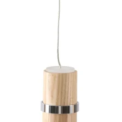 Lucande LED-pendel Nojus, træ, op/ned, Ø 6 cm