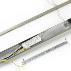 Lucande LED-pendellampe Arnik, 140 cm, nikkelfarvet, dæmpbar