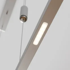 Lucande LED-pendellampe Arnik, 140 cm, nikkelfarvet, dæmpbar