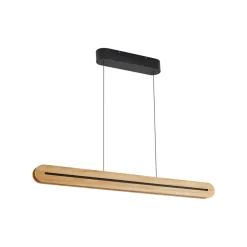 Lucande LED-pendellampe Darnor, træ, CCT, længde 100 cm