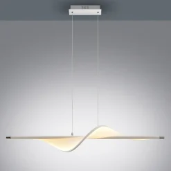 Lucande LED-pendellampe Edano, 122 cm, hvid, tekstil, dæmpbar