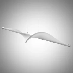 Lucande LED-pendellampe Edano, 122 cm, hvid, tekstil, dæmpbar