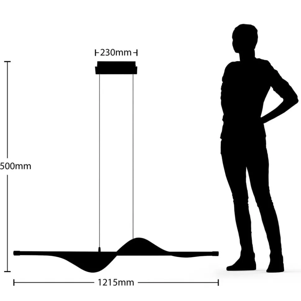 Lucande LED-pendellampe Edano, 122 cm, hvid, tekstil, dæmpbar