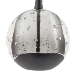 Lucande LED-pendellampe Hayley, sort, 5 lyskilder, aflang