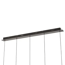 Lucande LED-pendellampe Hayley, sort, 5 lyskilder, aflang