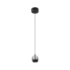 Lucande LED-pendellampe Hayley, sort, 1 lyskilde, glas