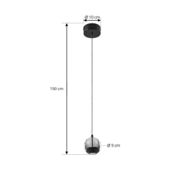 Lucande LED-pendellampe Hayley, sort, 1 lyskilde, glas