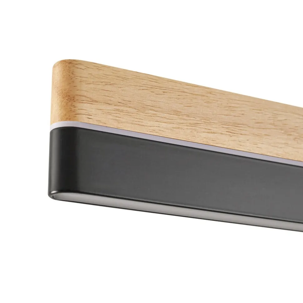 Lucande LED-pendellampe Holven, træ, CCT, længde 113 cm
