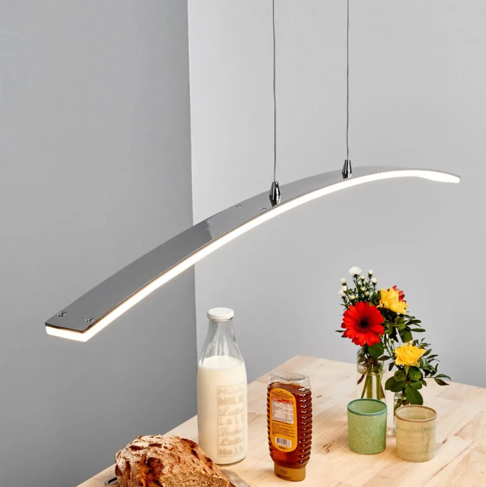 Lucande LED-pendellampe Lorian, 99 cm, krom, metal
