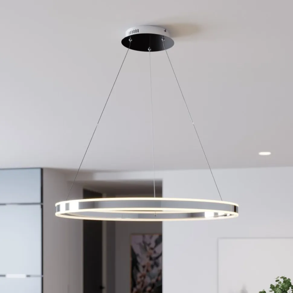 Lucande LED-pendellampe Lyani, 80 cm, krom, dæmpbar