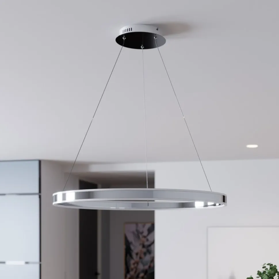 Lucande LED-pendellampe Lyani, 80 cm, krom, dæmpbar