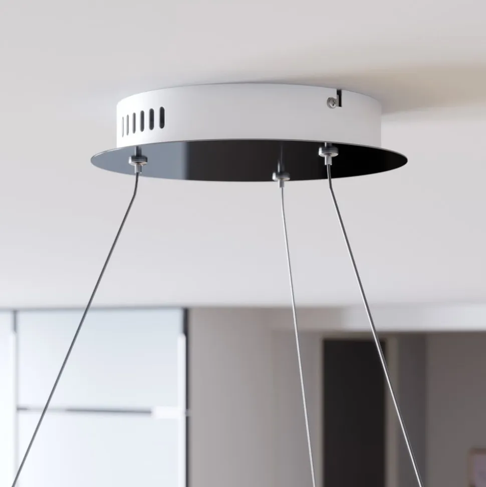 Lucande LED-pendellampe Lyani, 80 cm, krom, dæmpbar