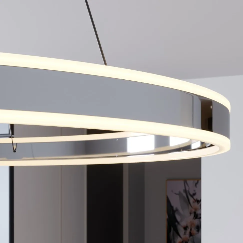 Lucande LED-pendellampe Lyani, 80 cm, krom, dæmpbar