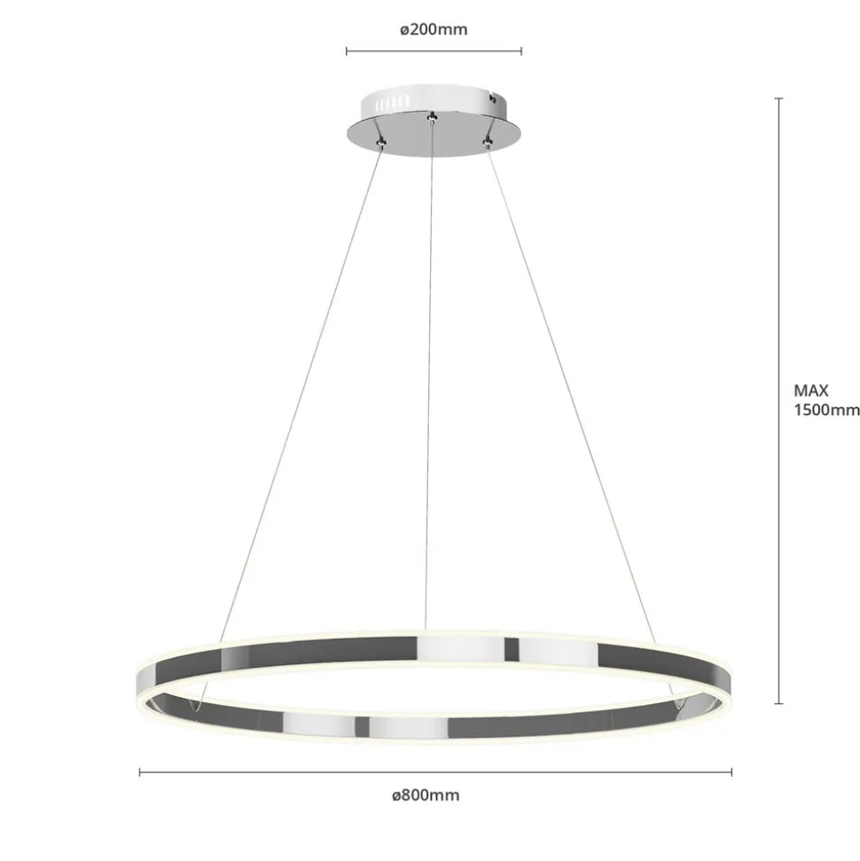 Lucande LED-pendellampe Lyani, 80 cm, krom, dæmpbar
