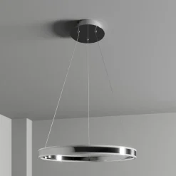 Lucande LED-pendellampe Lyani, Ø 60 cm, krom, dæmpbar