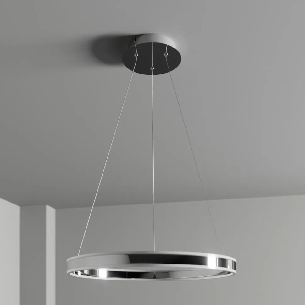 Lucande LED-pendellampe Lyani, Ø 60 cm, krom, dæmpbar