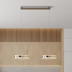 Lucande LED-pendellampe Lyani, 85 cm, 2 lyskilder, krom, dæmpbar
