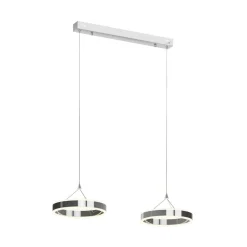 Lucande LED-pendellampe Lyani, 85 cm, 2 lyskilder, krom, dæmpbar