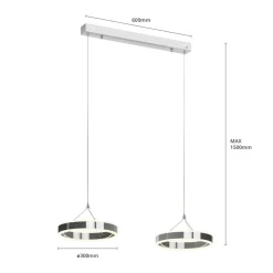 Lucande LED-pendellampe Lyani, 85 cm, 2 lyskilder, krom, dæmpbar