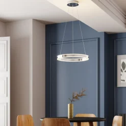 Lucande LED-pendellampe Lyani, Ø 50 cm, krom, dæmpbar