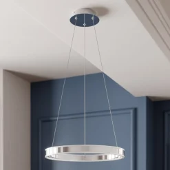 Lucande LED-pendellampe Lyani, Ø 50 cm, krom, dæmpbar
