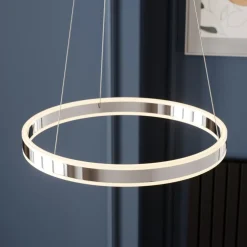 Lucande LED-pendellampe Lyani, Ø 50 cm, krom, dæmpbar