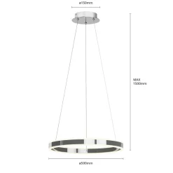 Lucande LED-pendellampe Lyani, Ø 50 cm, krom, dæmpbar