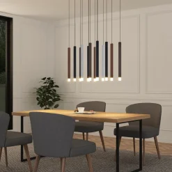 Lucande LED-pendellampe Stoika, 80 cm, 16-lys, kantet