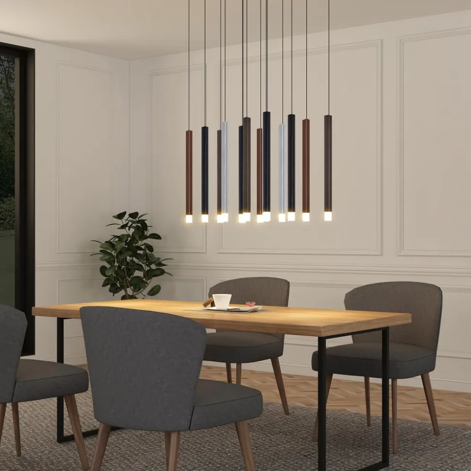 Lucande LED-pendellampe Stoika, 80 cm, 16-lys, kantet