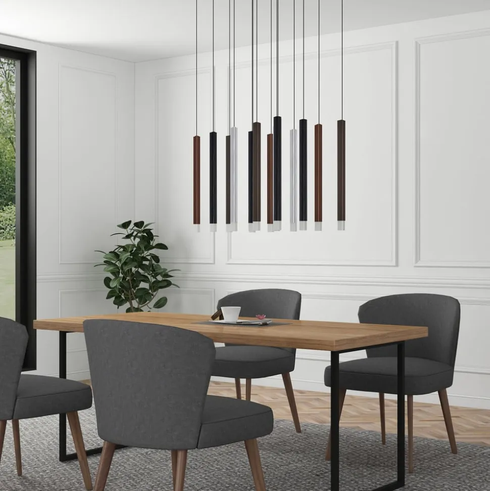 Lucande LED-pendellampe Stoika, 80 cm, 16-lys, kantet