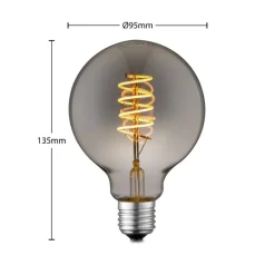 Lucande LED-pære E27 G95 4W smoke 1.800K dæmpbar