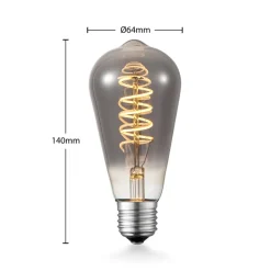 Lucande LED-pære E27 ST64 4W smoke 1.800 K dæmpbar