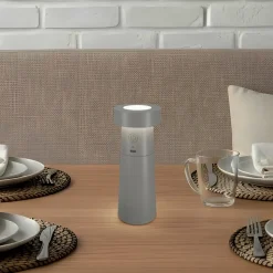 Lucande LED-saltbøsse Salt, lysegrå, batteri, IP44