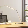 Lucande LED-skrivebordslampe Nicano, grå, metal, dæmpbar.